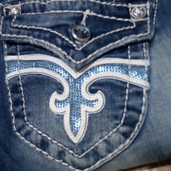 Rock Revival Women's 26 Bootcut Jen Embellished Shimmer Distressed NWT - Picture 2 of 12